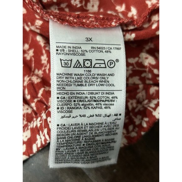 Old Navy NWT Womens Red Floral Print Top Off Shoulder Bubble Design Sz 3X - Picture 6 of 9